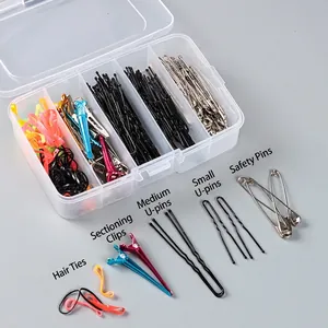 Organizer-Set für Haarschmuck mit fünf Fächern, bunten Gummis und Haarklammern