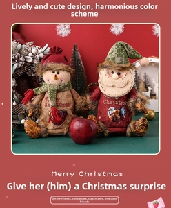Christmas gift bags set featuring snowman and Santa Claus with transparent windows