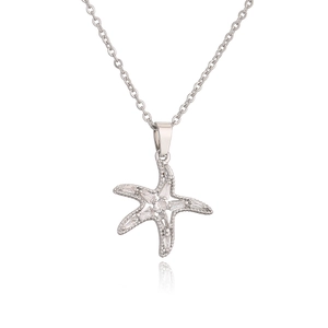 Elegant 18K gold-plated starfish pendant necklace with cubic zirconia on white background