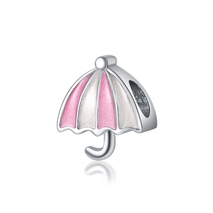 Ciondolo a forma di ombrello rosa e argento in lega per gioielli fai da te e collane