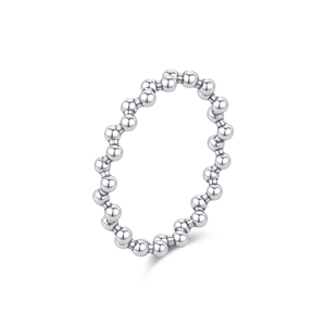 Irregular vintage S925 sterling silver beaded ring with minimalist stacked ball design