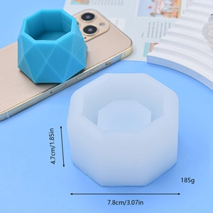Polygonal silicone mold for succulent pots and DIY concrete crafts with size dimensions
