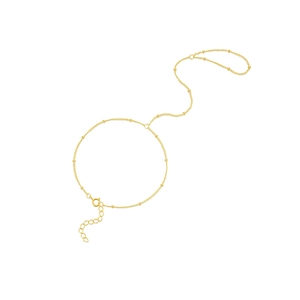Elegant gold S925 sterling silver finger ring bracelet with minimalist bead chain