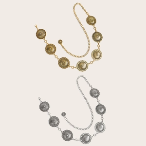 Vintage metal waist chain belts in gold and silver finish for women's dresses