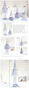 Detail of retractable Christmas gnome doll showing adjustable height and plush material