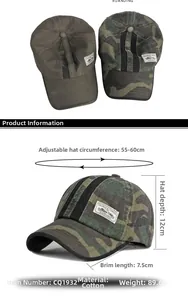 Dettaglio cappello baseball in cotone con toppa vintage e specifiche dimensioni
