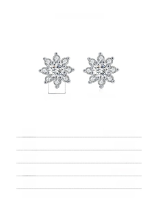 Detailed specs of 925 sterling silver snowflake earrings with 0.4ct moissanite stones