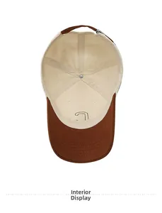 Inside view of a cotton baseball cap featuring six-panel stitching and metal buckle