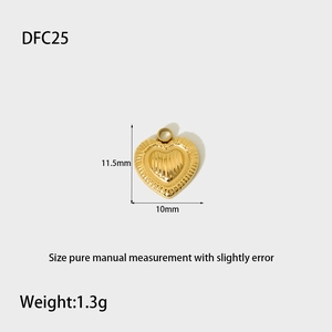 Detailed view of golden heart pendant with 11.5x10mm size and textured finish