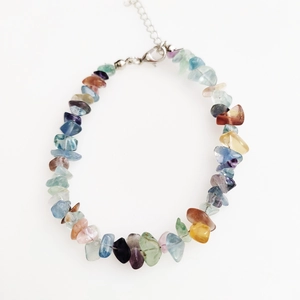 Irregular amethyst semi-precious stone gravel bracelet with adjustable silver lobster clasp