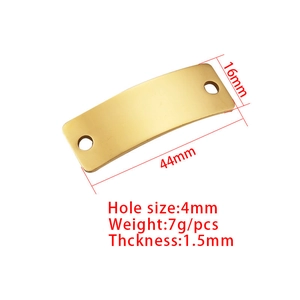 Gold stainless steel curved rectangle tag for DIY jewelry making with dimensions