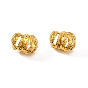 Boucles d'oreilles minimalistes en acier inoxydable plaqué or 18k à texture spirale