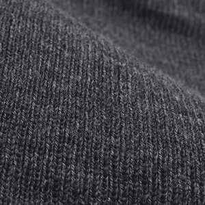 Close-up of premium dark grey ribbed knit fabric for autumn and winter beanies