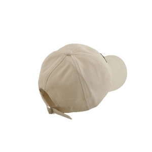 Kids beige cotton baseball cap with royal letter embroidery and metal buckle strap back