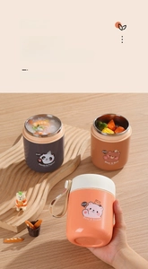 Trois tasses à petit-déjeuner colorées en acier 304 avec motifs d'animaux mignons