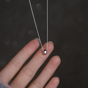 Minimalist S925 sterling silver necklace with bean pendant on high quality chain