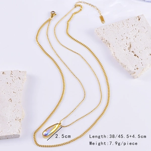 Detailed size specifications for double-layer butterfly water drop necklace with pendant