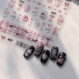 Christmas Nail Art Stickers Snowman Plaid Heart Bow Self Adhesive Ultra Thin Winter Holiday Matte Nail Decals