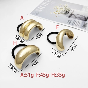 U-shaped minimalist gold alloy hair rings with high elasticity black rubber bands