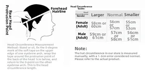 Baseball cap head size measurement guide and chart for 51cm to 61cm head circumference