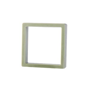 Square light green PE film jewelry display frame with transparent suspension box design