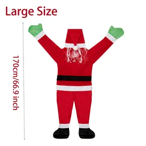Detailed view of 170cm plush climbing Santa Claus wall decoration with height markings