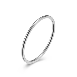 Minimalist 1mm silver polished stainless steel ring for women in a sleek round design