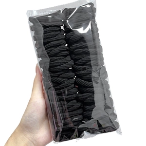 50 pieces of high elastic seamless black hair ties in a clear plastic bulk pack