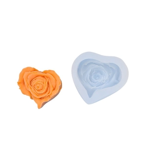 DIY silicone mold for heart shaped rose candles and handmade soap making crafts