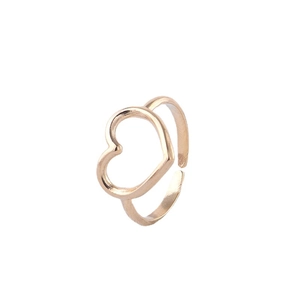 Minimalist gold heart-shaped open ring in stainless steel with hollow design
