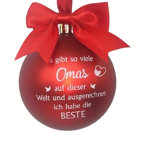 Christmas Ball Ornaments Plastic With Bow Tie German Printed Hanging Xmas Tree Decoration For Grandpa Grandma Papa Mama