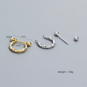 S925 sterling silver pave-set zircon geometric cartilage earrings in gold and silver