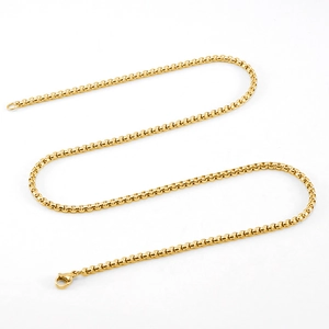 Minimalist 18K gold plated stainless steel square pearl link chain necklace for men and women