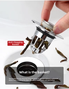Close-up of a removable stainless steel drain strainer basket for sink hair catching