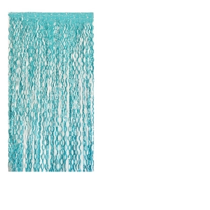 Blue ceramic machete-style foil fringe curtain for S-shape party wall background decor