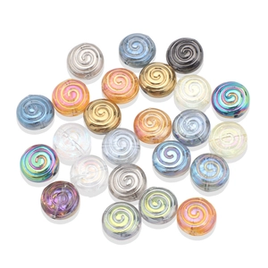 Spiral round crystal glass beads for DIY jewelry with iridescent and amber finishes
