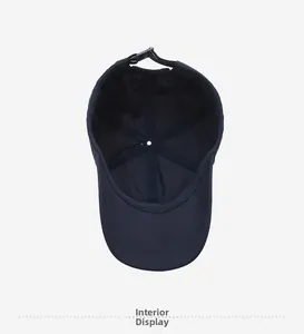 Detail of the six-panel interior structure and reinforced seams of the baseball cap