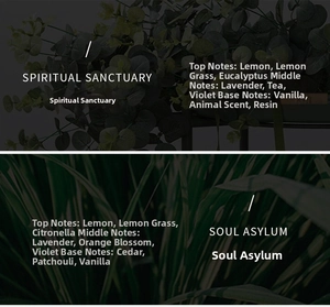 Detailed aromatic notes for Spiritual Sanctuary and Soul Asylum essential oils