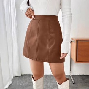 Women PU Faux Leather Mini Skirt High Waisted A-Line Slim Short Bodycon Streetwear Clubwear Solid Color Versatile