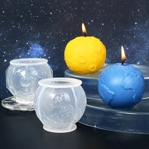 Stampo in silicone a forma di pianeta per candele luna e terra e creazioni in resina