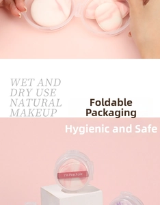 Close-up of marble texture mini finger puffs and pink folding storage case