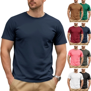 Men T-Shirt 100 Cotton Round Neck Short Sleeve Casual Solid Color Soft Breathable Summer Urban Style Basic Top