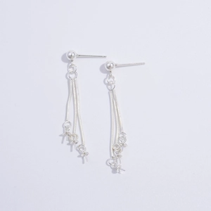 Detailed close-up of S925 silver hallmark on tassel drop earring with snake chains