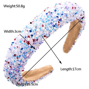 Sparkly sequin padded headband for women, colorful luxury fashion hair accessory