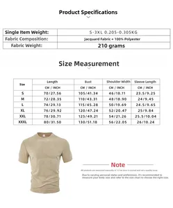 Detailed size chart for men's jacquard short sleeve polo shirt with product measurements