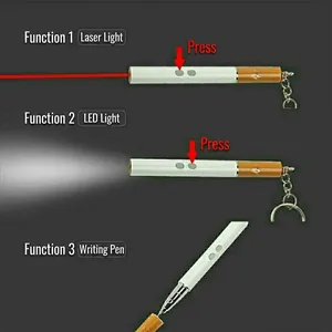 Multi-Function Ballpoint Pen LED Flashlight Red Laser Pointer Cigarette Shape Keychain Portable Creative Writing Tool