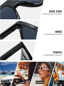 Detail view of large frame sunglasses showing sturdy hinges and comfortable nose pads