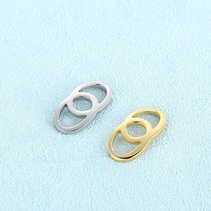 Double Interlocking Ring Connector Charms Stainless Steel DIY Jewelry Making Pendants For Necklace Bracelet Polished Oval