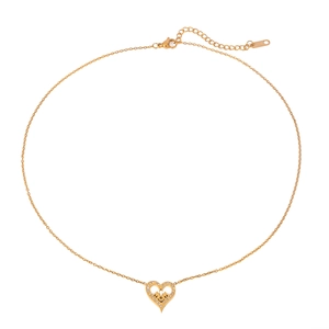 Collier cœur en acier inoxydable or 18k avec pendentif I LOVE U et cristaux pour femme