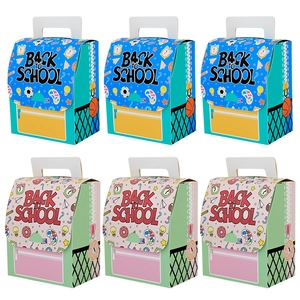 Boîtes De Bonbons Cadeaux En Papier Thème Rentrée Scolaire Forme Sac À Dos Impression Papeterie Dessin Animé Poignée Portable